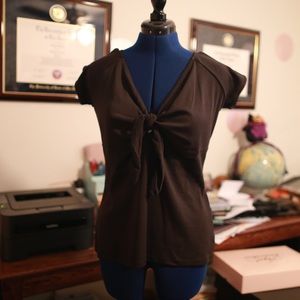 Black Tie-Front V-Neck Hell Bunny Top - XXL
